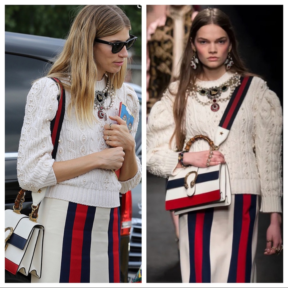 Gucci Sylvie Web Accent Mini Skirt Ivory Color